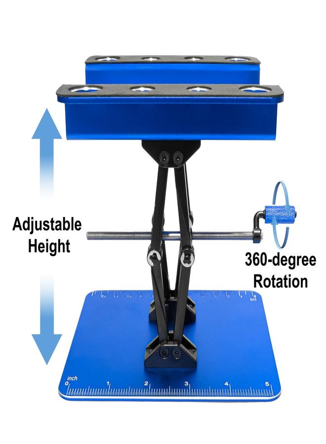 LRFHL RC Car Stand Aluminum Repair Workstation for 1/8 1/10 1/12 1/16 Traxxas TRX4 Axial Arrma Redcat Crawler Monster Truck Buggy, RC Car Repair Work Stand 360 Degree Rotation Lift Lower Tool Kit (Blue) - Image 4